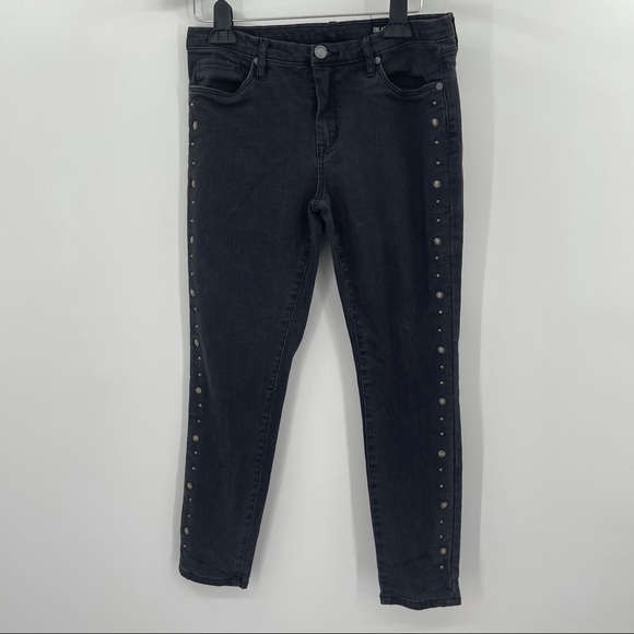 Blank NYC Denim - Blank NYC Washed Black Studded Cropped Skinny Jeans.
